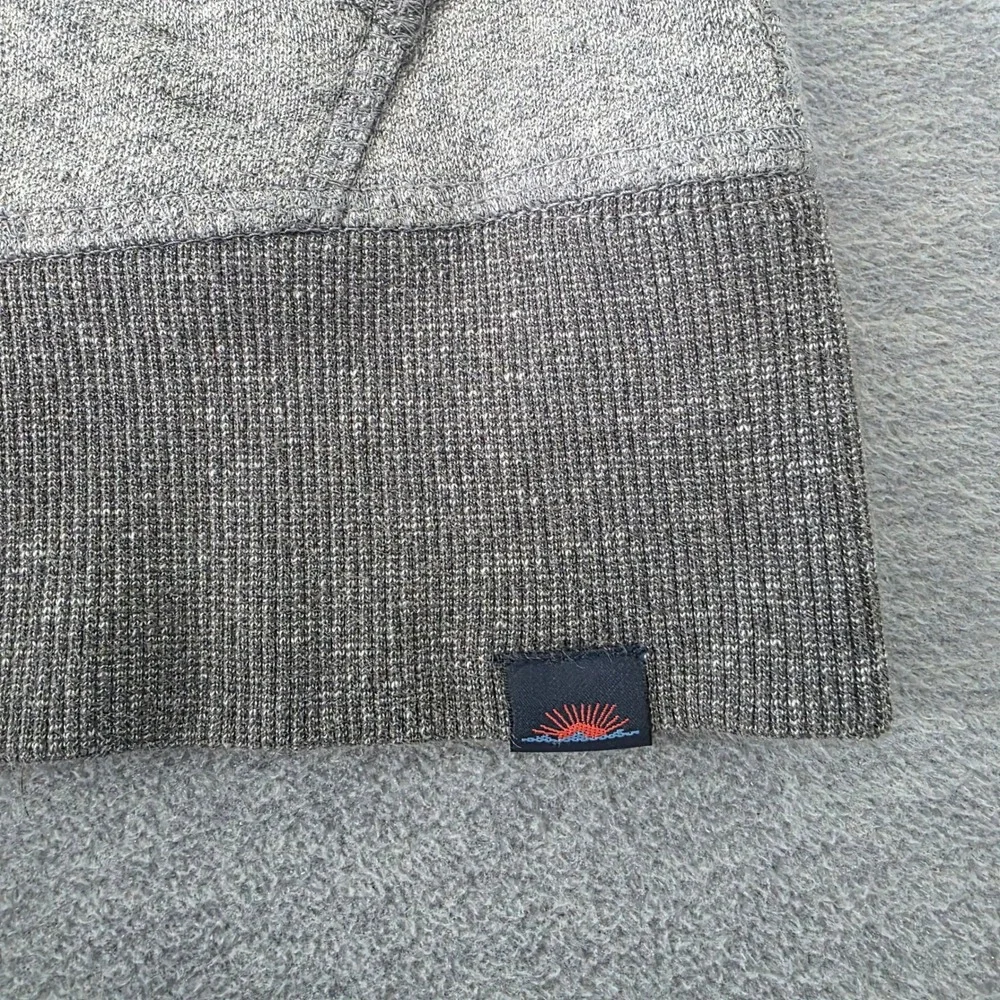 Faherty Mens Heather Grey Full Zip Colorblock Fleece Hoodie Sweatshirt Medium